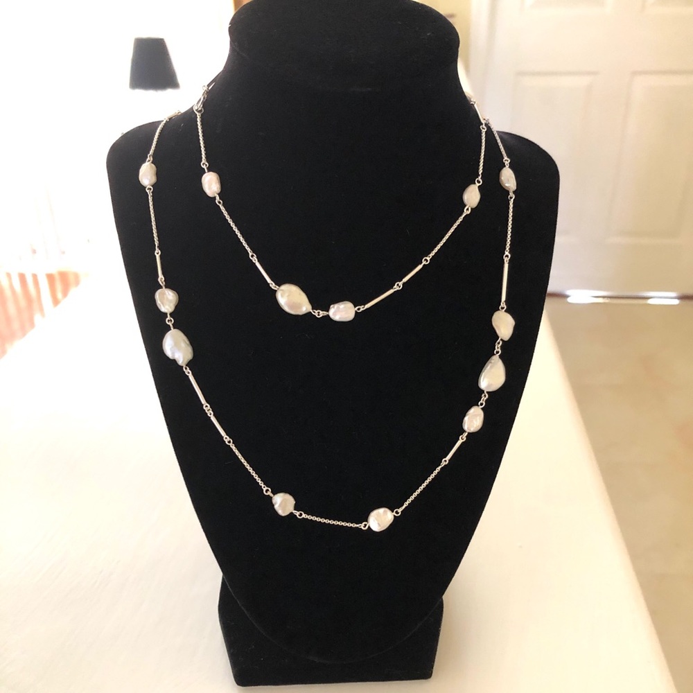 Kendra Scott Sabrina Silver Plated Brass Baroque Pearl Station Necklace